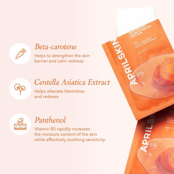APRILSKIN Carrotene IPMP Calming & Hydrating Sheet Mask 2 PCS - Picture 2 of 7
